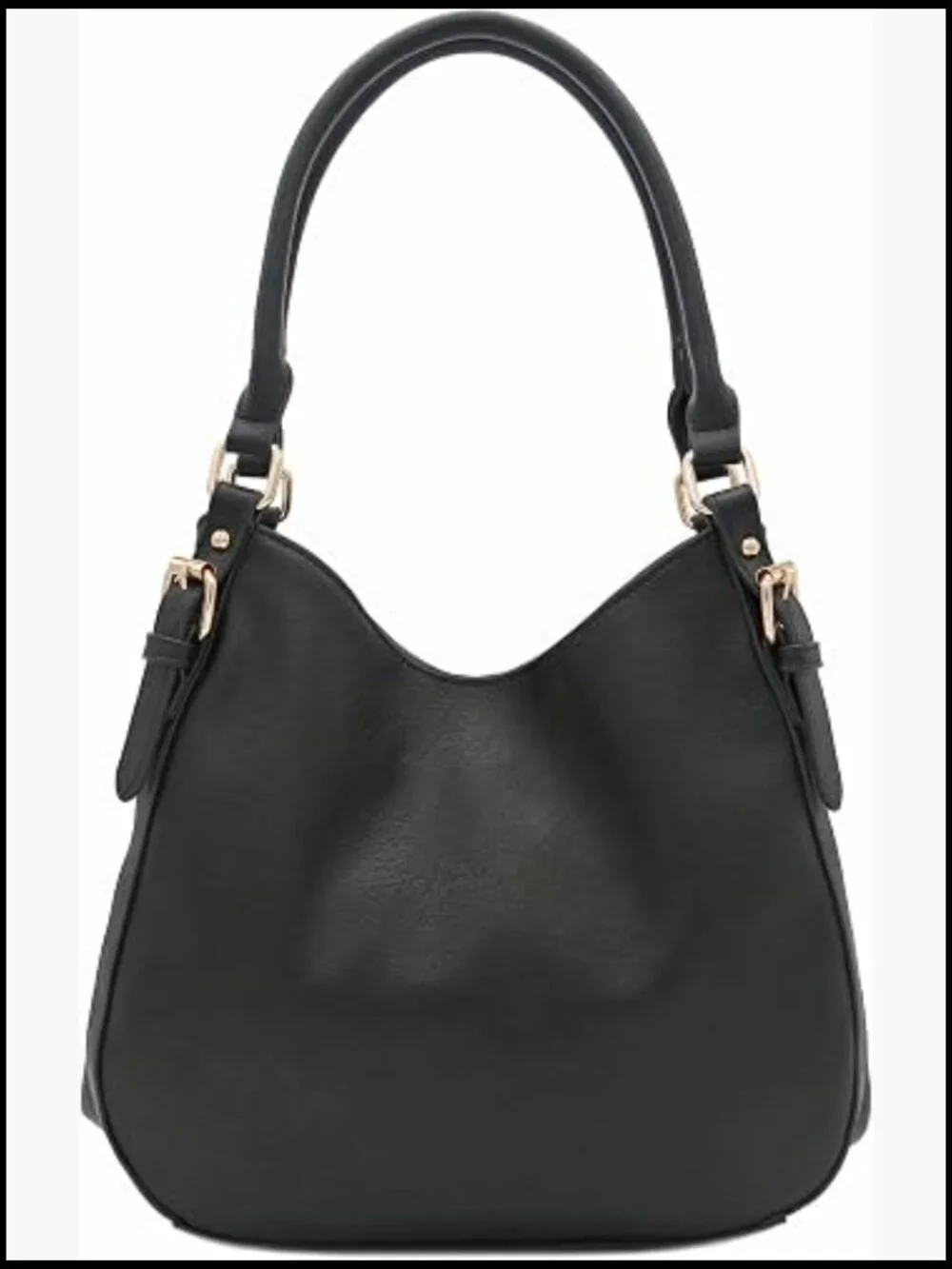 Lightweight Faux Leather Medium Hobo Bag 3 Compartments Top Handle Shoulder Bag